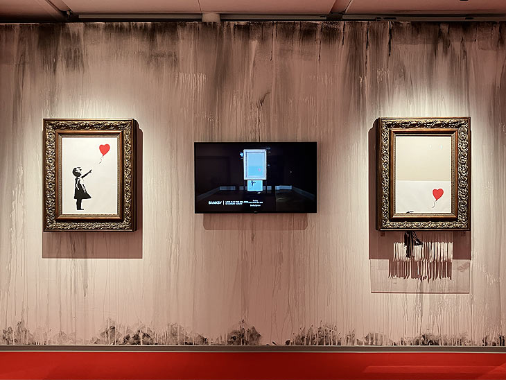 „House of Banksy – An Unauthorized Exhibition" ab 14.06.2024 im B-TWEEN, dem Untergeschoss des ehemaligen Galeria Kaufhof am Stachus (©Foto: Marikka-Laila Maisel) 